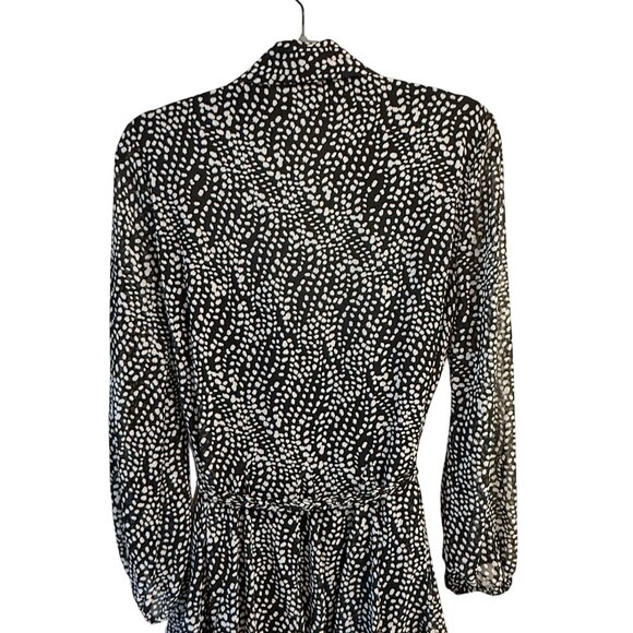 Zara Size S Black And White Polka Dot Flounce Mini Shirt Dress Long Sleeve - Picture 9 of 14